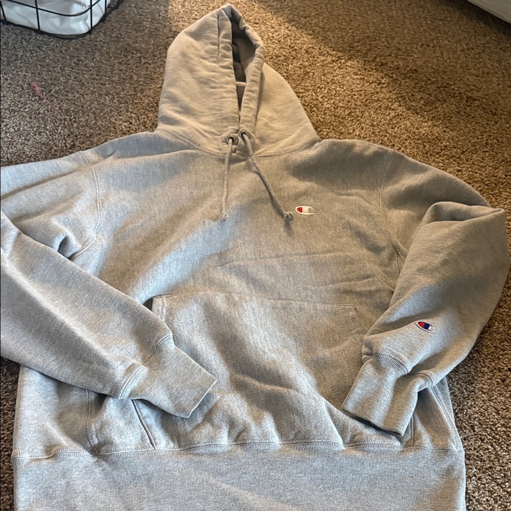 Champion Gray Pullover Hoodie with Small Logo